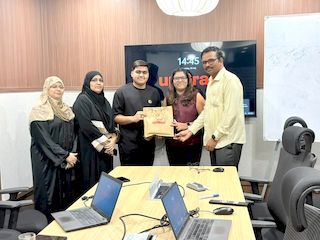 upGrad Hyderabad Somajiguda office - student and parents with the counselling team after their study abroad session